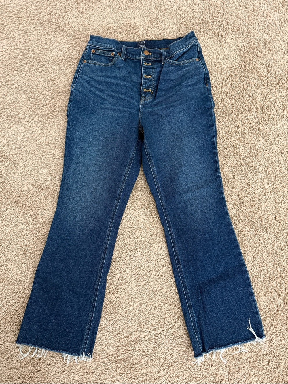 J. Crew Dark Blue High-Rise Flare Crop Jeans